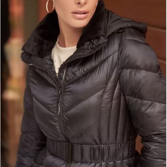 MELANIE LYNE: Short Belted Quilted Coat - black - Picture 3 of 6